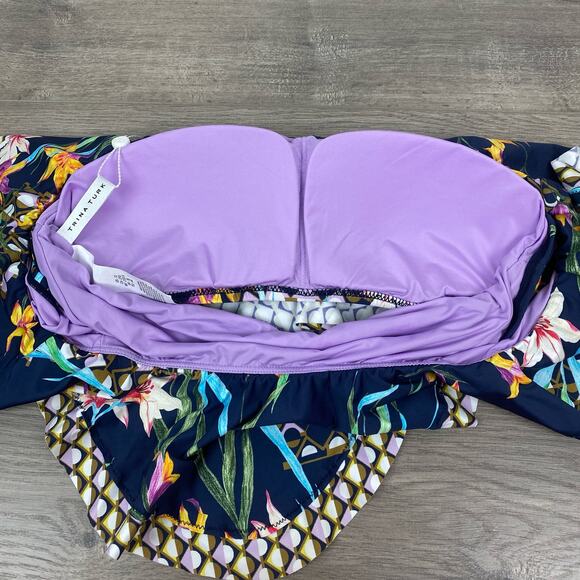 Trina Turk Blue Tropical Fiji Floral Ruffle Top Sz.12 Bottoms Sz.14 NWT - Picture 7 of 16